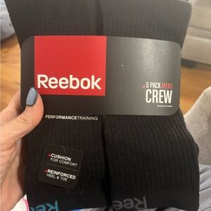 Reebok Men's Black Crew Athletic Socks - 5 Pack